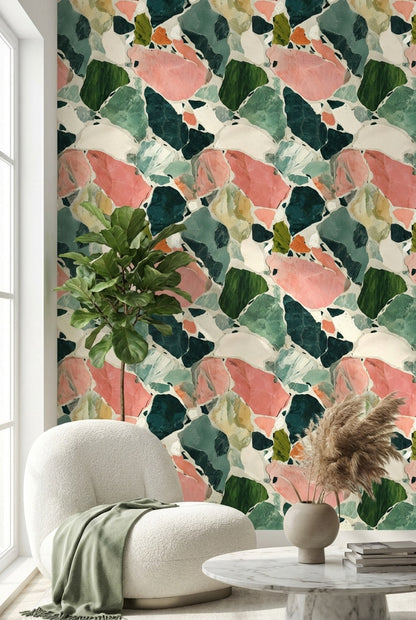 Terrazzo Wallpaper Marble Abstract Mosaic Decorative Mural