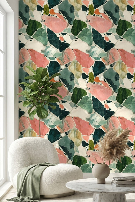 Terrazzo Wallpaper Marble Abstract Mosaic Decorative Mural