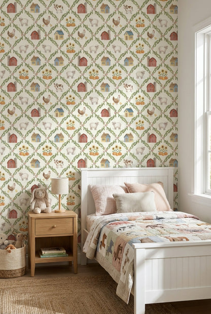 Farmhouse Wallpaper Watercolor Country Decorative Mural