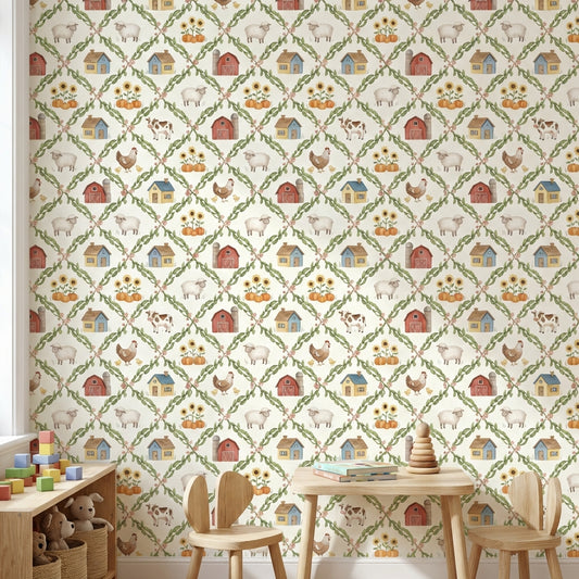 Farmhouse Wallpaper Watercolor Country Decorative Mural