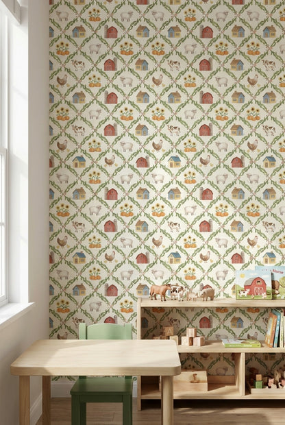 Farmhouse Wallpaper Watercolor Country Decorative Mural