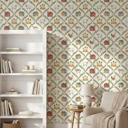 Farmhouse Wallpaper Watercolor Country Decorative Mural