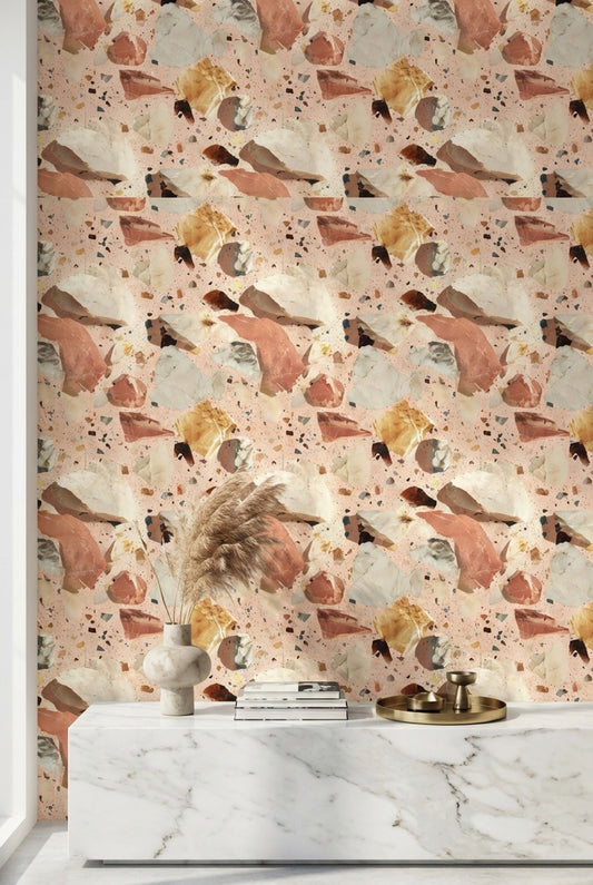 Terrazzo Wallpaper Stone Chips Marble Fragments Decorative Mural