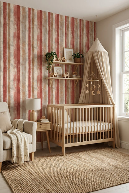 Vertical Stripes Wallpaper Abstract Distressed Texture Removable Wall Decor