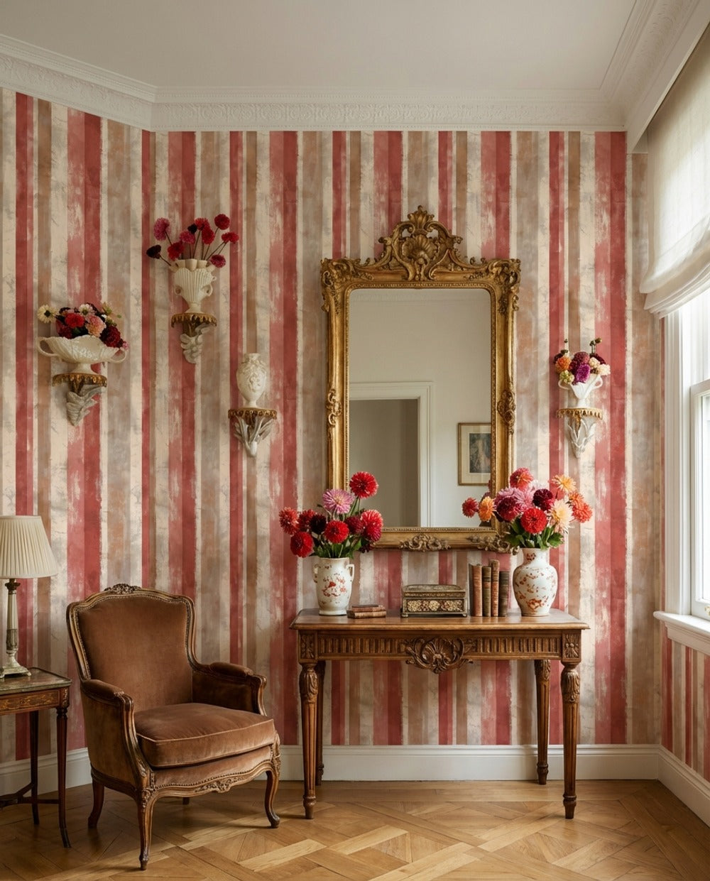 Vertical Stripes Wallpaper Abstract Distressed Texture Removable Wall Decor