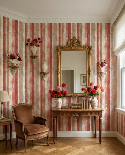 Vertical Stripes Wallpaper Abstract Distressed Texture Removable Wall Decor