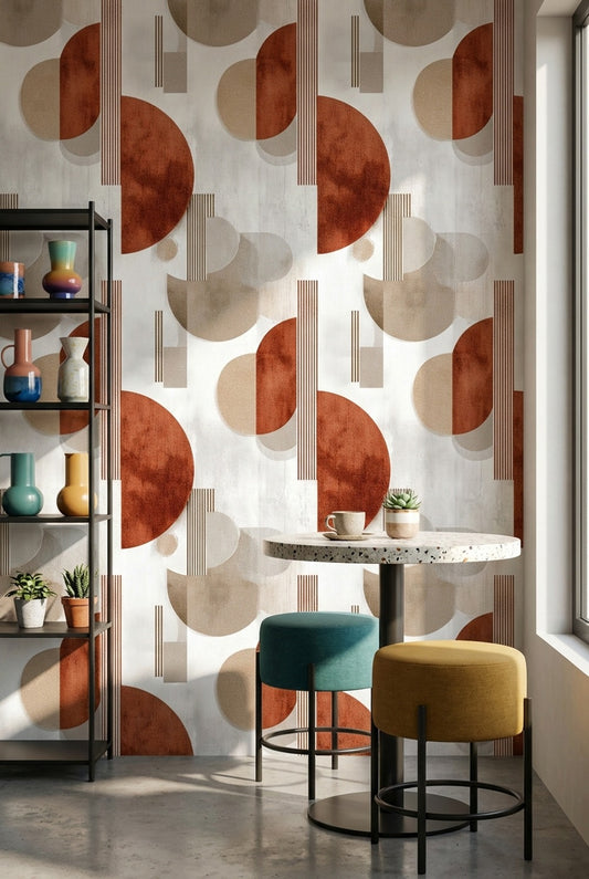 Mid Century Modern Wallpaper Retro Removable Modern Wall Art
