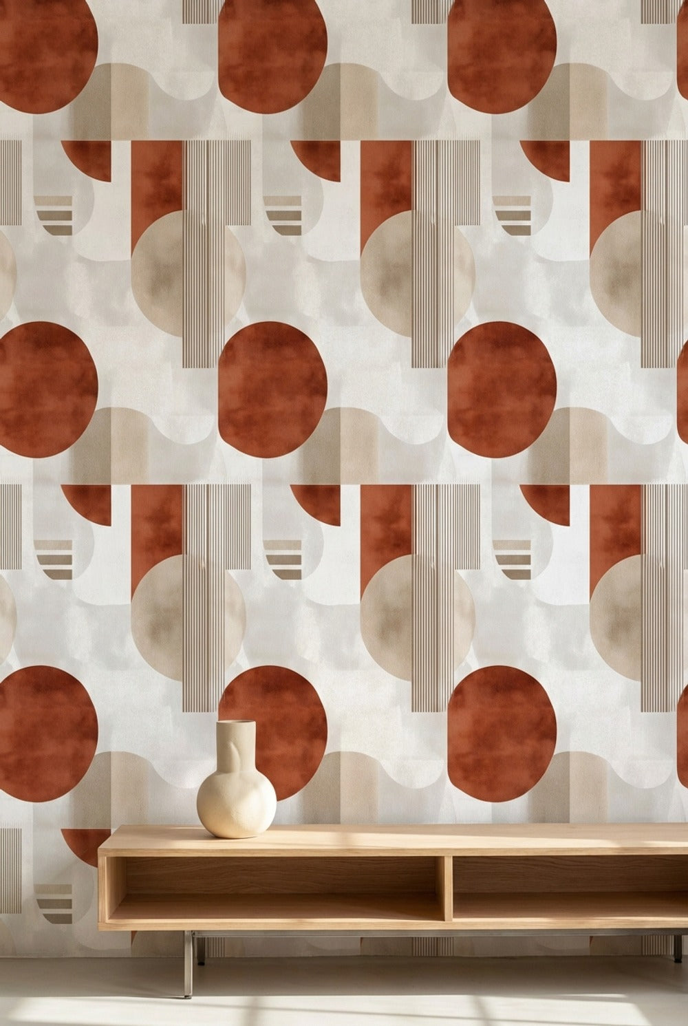 White Background Wallpaper Mid Century Modern Decorative Mural