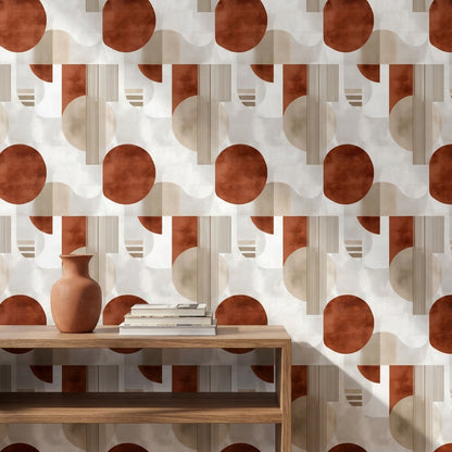 White Background Wallpaper Mid Century Modern Decorative Mural