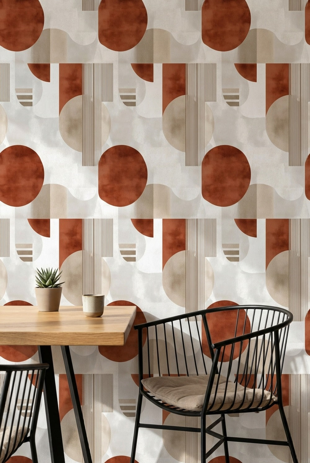White Background Wallpaper Mid Century Modern Decorative Mural