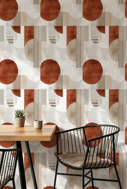 White Background Wallpaper Mid Century Modern Decorative Mural