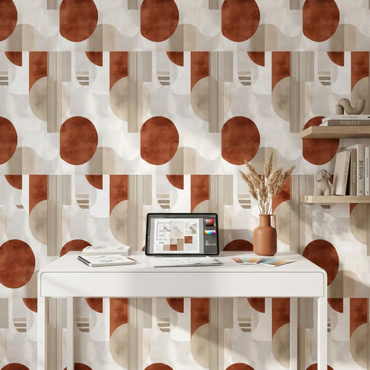 White Background Wallpaper Mid Century Modern Decorative Mural