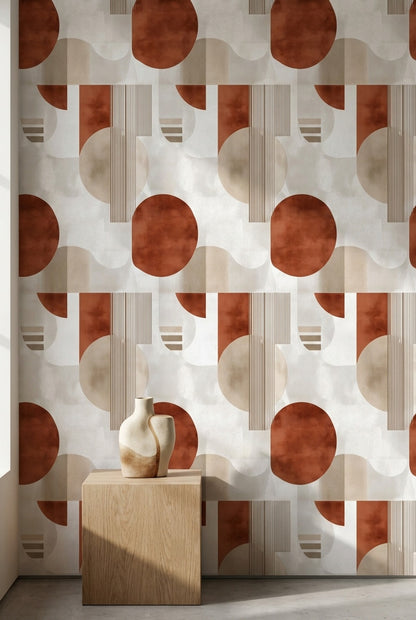 White Background Wallpaper Mid Century Modern Decorative Mural