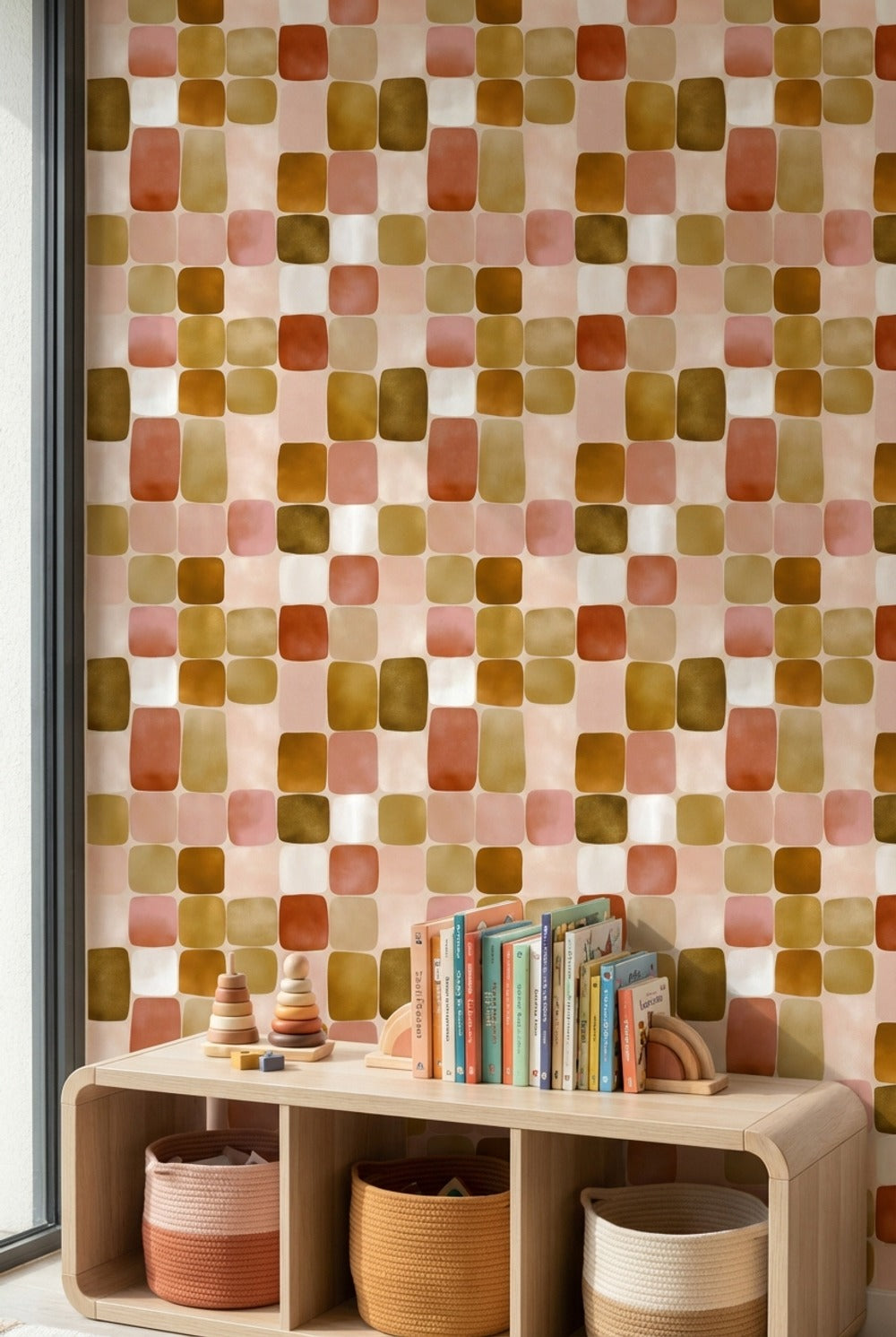 Mid-Century Modern Wallpaper Retro Removable Geometric Wall Art