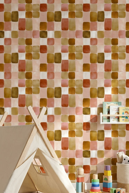 Mid-Century Modern Wallpaper Retro Removable Geometric Wall Art