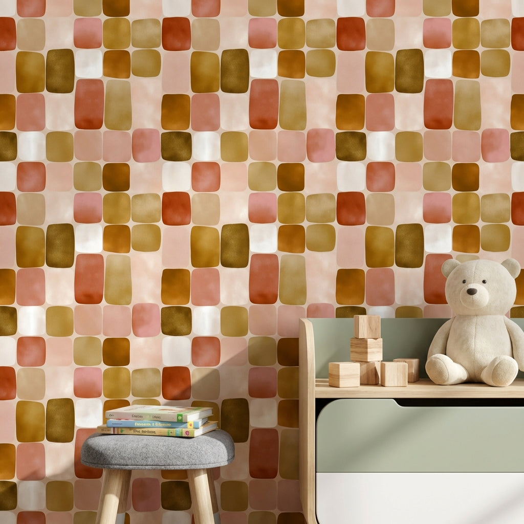 Mid-Century Modern Wallpaper Retro Removable Geometric Wall Art