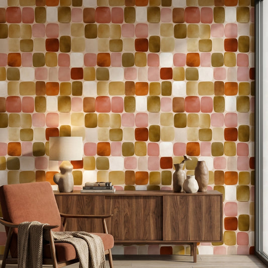 Mid Century Modern Wallpaper Retro Geometric Decorative Mural