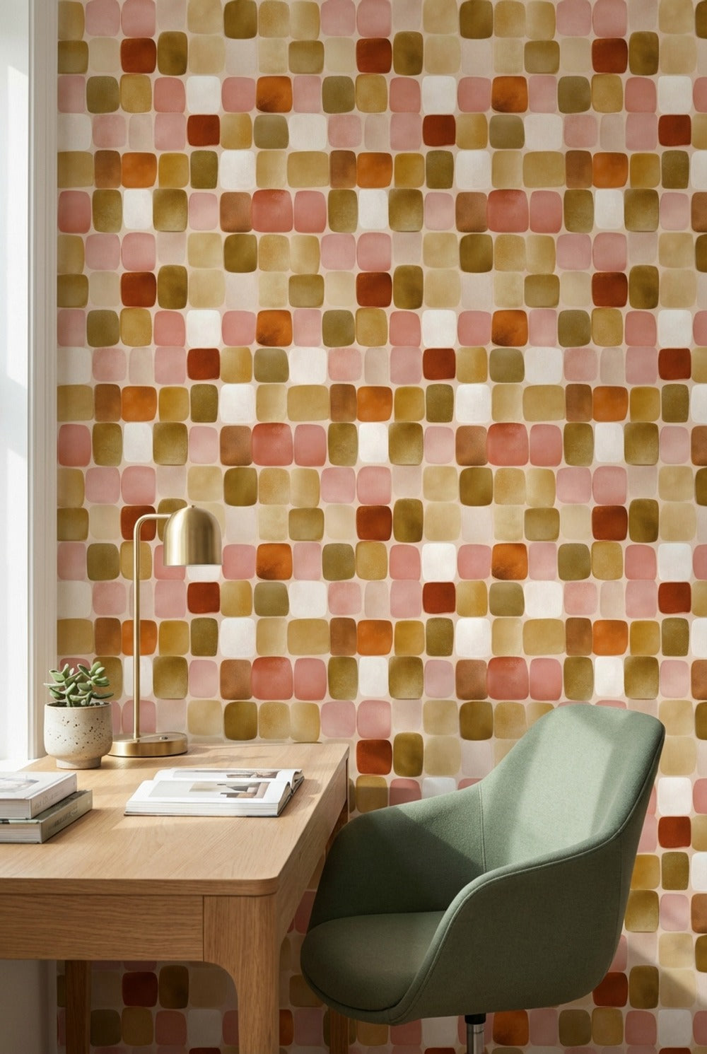 Mid Century Modern Wallpaper Retro Geometric Decorative Mural