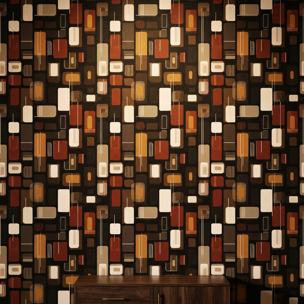 Mid Century Modern Wallpaper Retro Geometric Removable Wall Decor