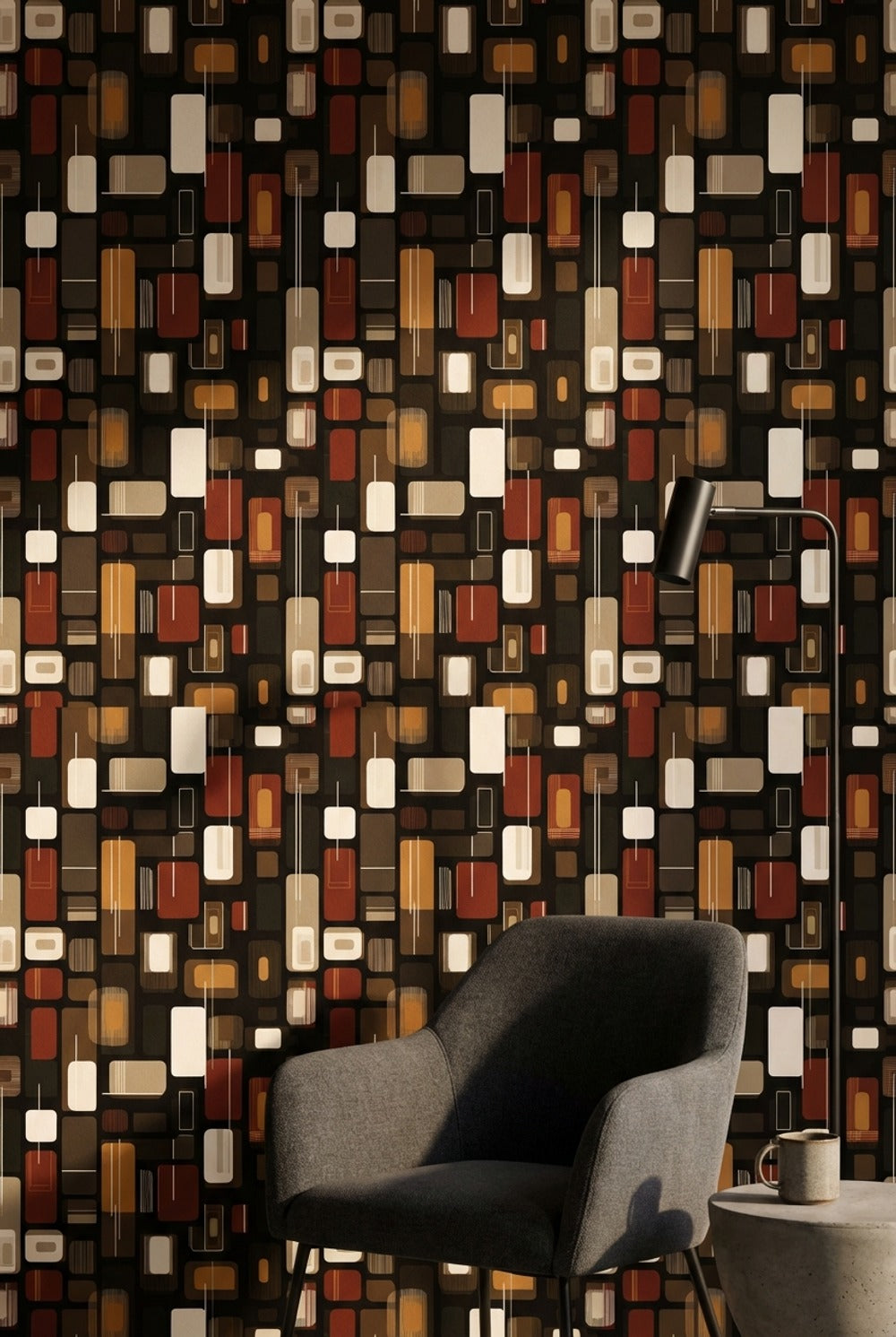 Mid Century Modern Wallpaper Retro Geometric Removable Wall Decor