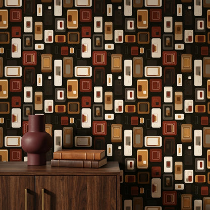 Mid Century Modern Wallpaper Retro Modern Removable Geometric Wall Art