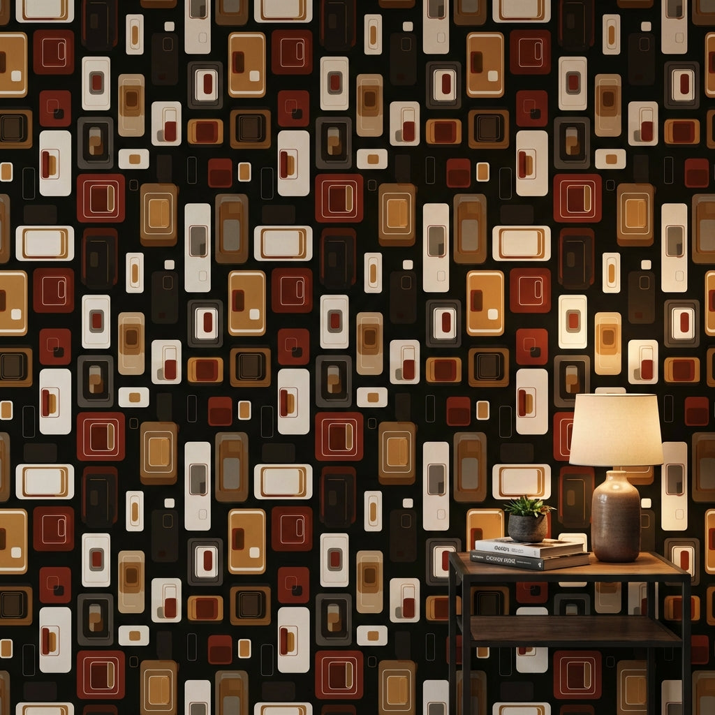 Mid Century Modern Wallpaper Retro Modern Removable Geometric Wall Art