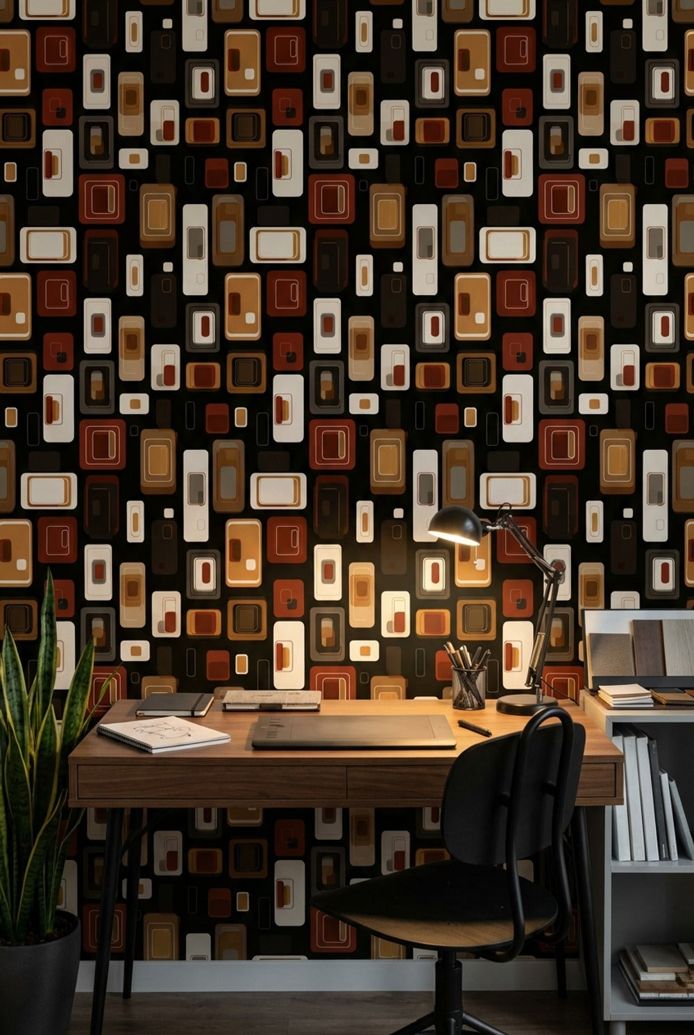 Mid Century Modern Wallpaper Retro Modern Removable Geometric Wall Art