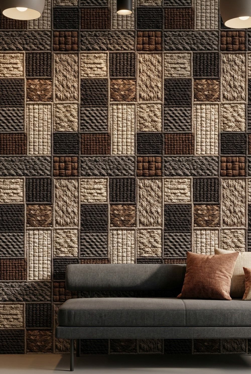 Patchwork Wallpaper Geometric Woven Texture Decorative Mural