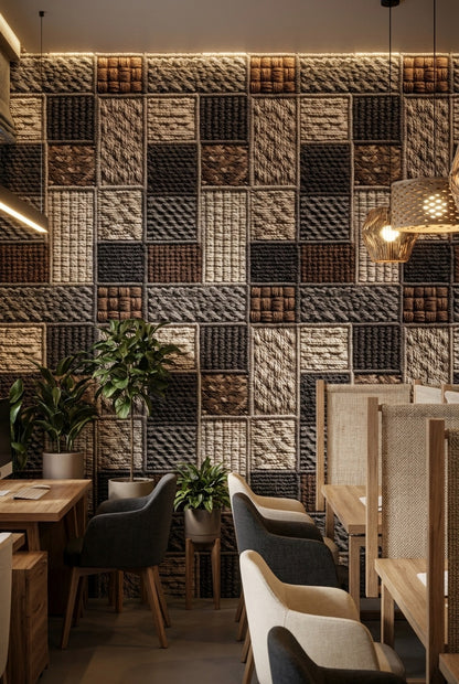 Patchwork Wallpaper Geometric Woven Texture Decorative Mural