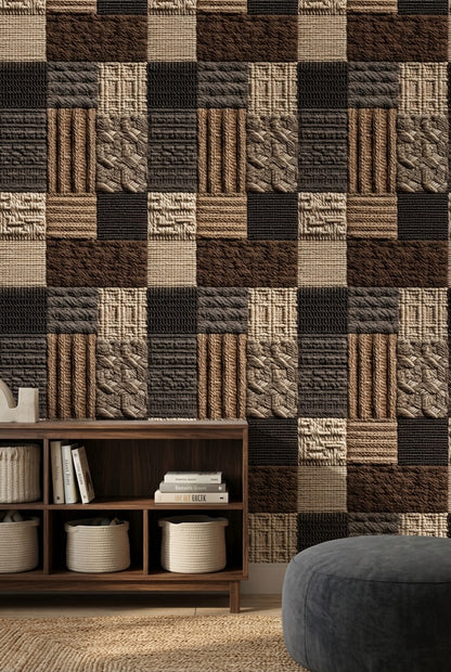 Textured Wallpaper Woven Removable Patchwork Wall Art
