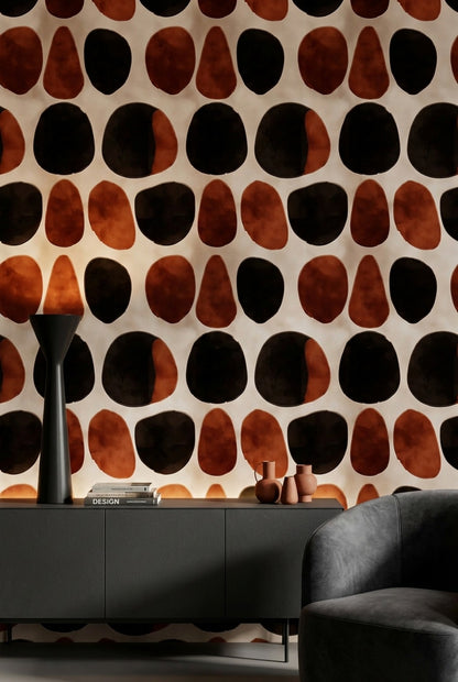 Abstract Wallpaper Organic Shapes Removable Terracotta Wall Art