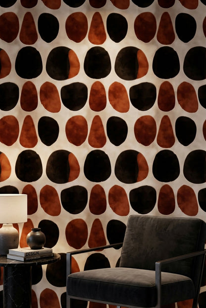 Abstract Wallpaper Organic Shapes Removable Terracotta Wall Art