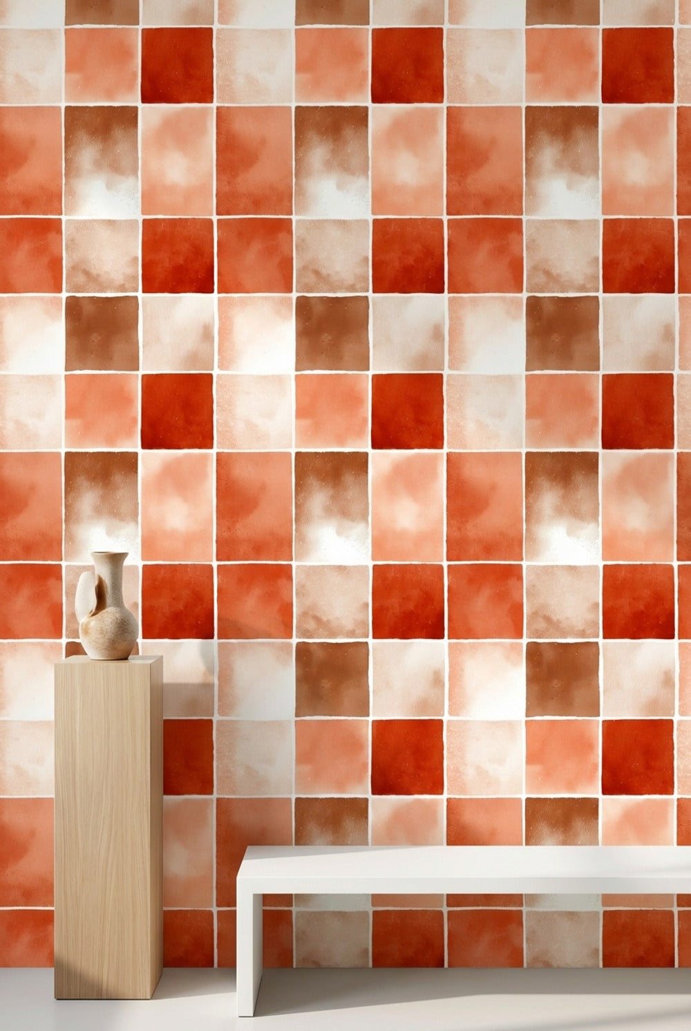 Paper Texture Wallpaper Watercolor Grid Decorative Mural