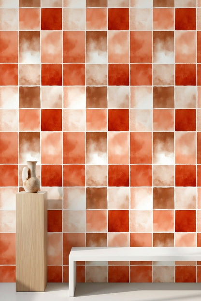 Paper Texture Wallpaper Watercolor Grid Decorative Mural