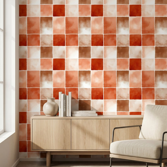 Paper Texture Wallpaper Watercolor Grid Decorative Mural