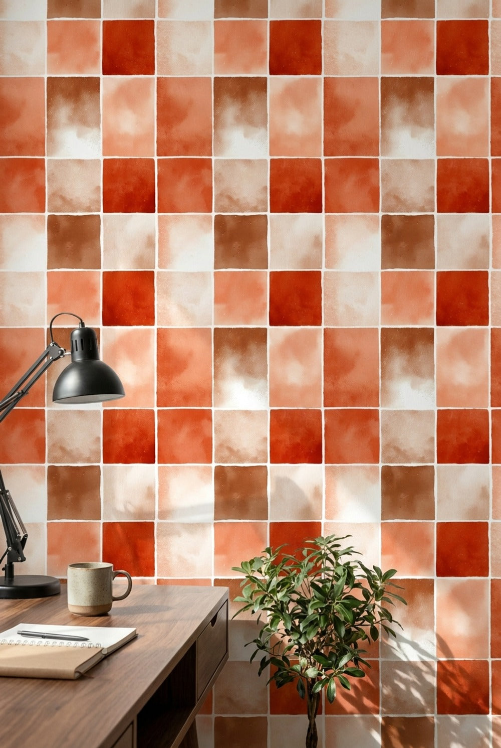 Paper Texture Wallpaper Watercolor Grid Decorative Mural