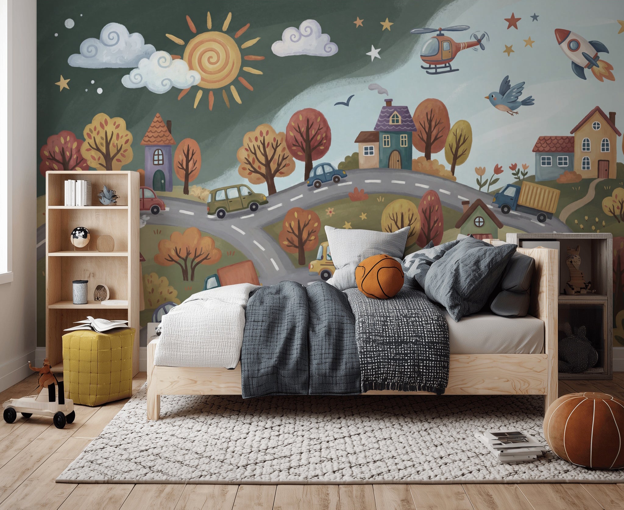 Whimsical Wallpaper Landscape Cartoon Wall Mural
