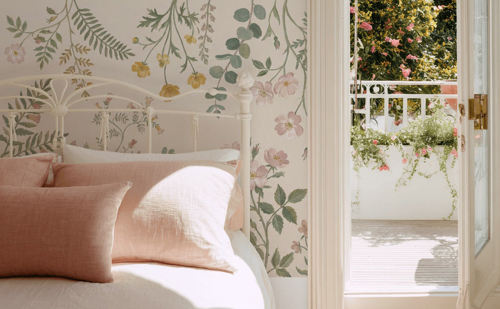 Botanical Wallpaper Watercolor Wildflowers Wall Mural