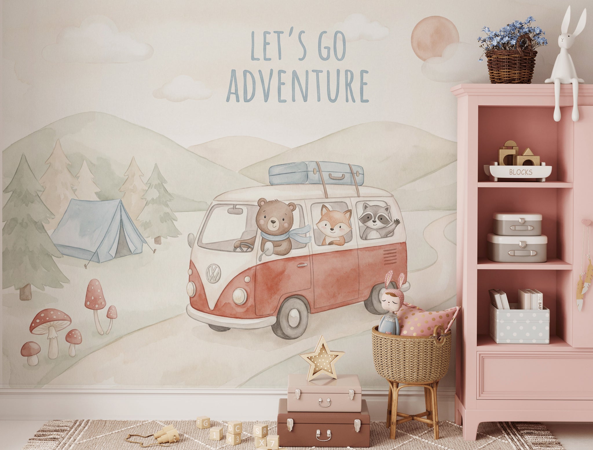 Adventure Wallpaper Camping Woodland Animals Removable Wall Decor