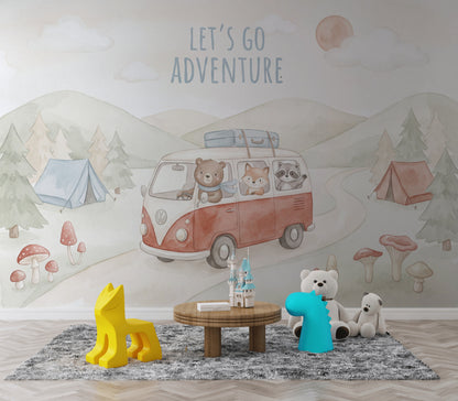 Adventure Wallpaper Camping Woodland Animals Removable Wall Decor