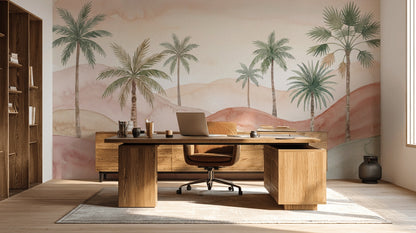 Watercolor Wallpaper Palm Trees Pastel Desert Wall Mural