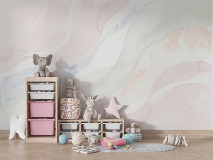Abstract Watercolor Wallpaper Soft Marble White Airy Background Wall Mural