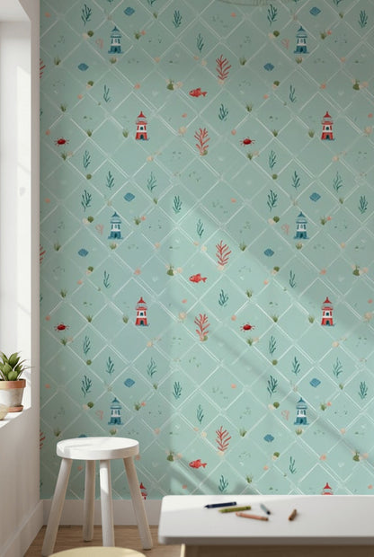 Lighthouse Wallpaper Underwater Coastal Decorative Mural