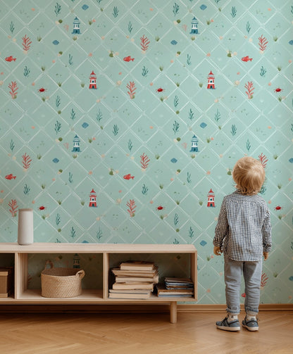 Lighthouse Wallpaper Underwater Coastal Decorative Mural