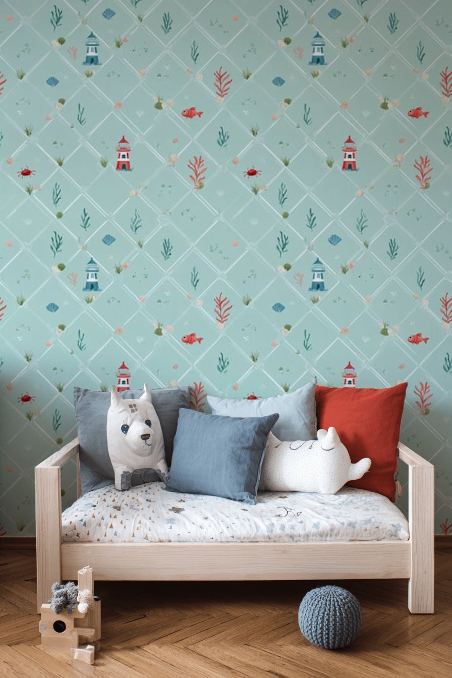 Lighthouse Wallpaper Underwater Coastal Decorative Mural
