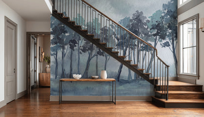 Watercolor Trees Wallpaper Abstract Landscape Wall Mural