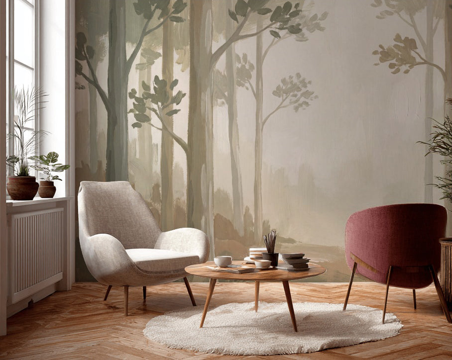 Misty Wallpaper Forest Woodland Wall Mural