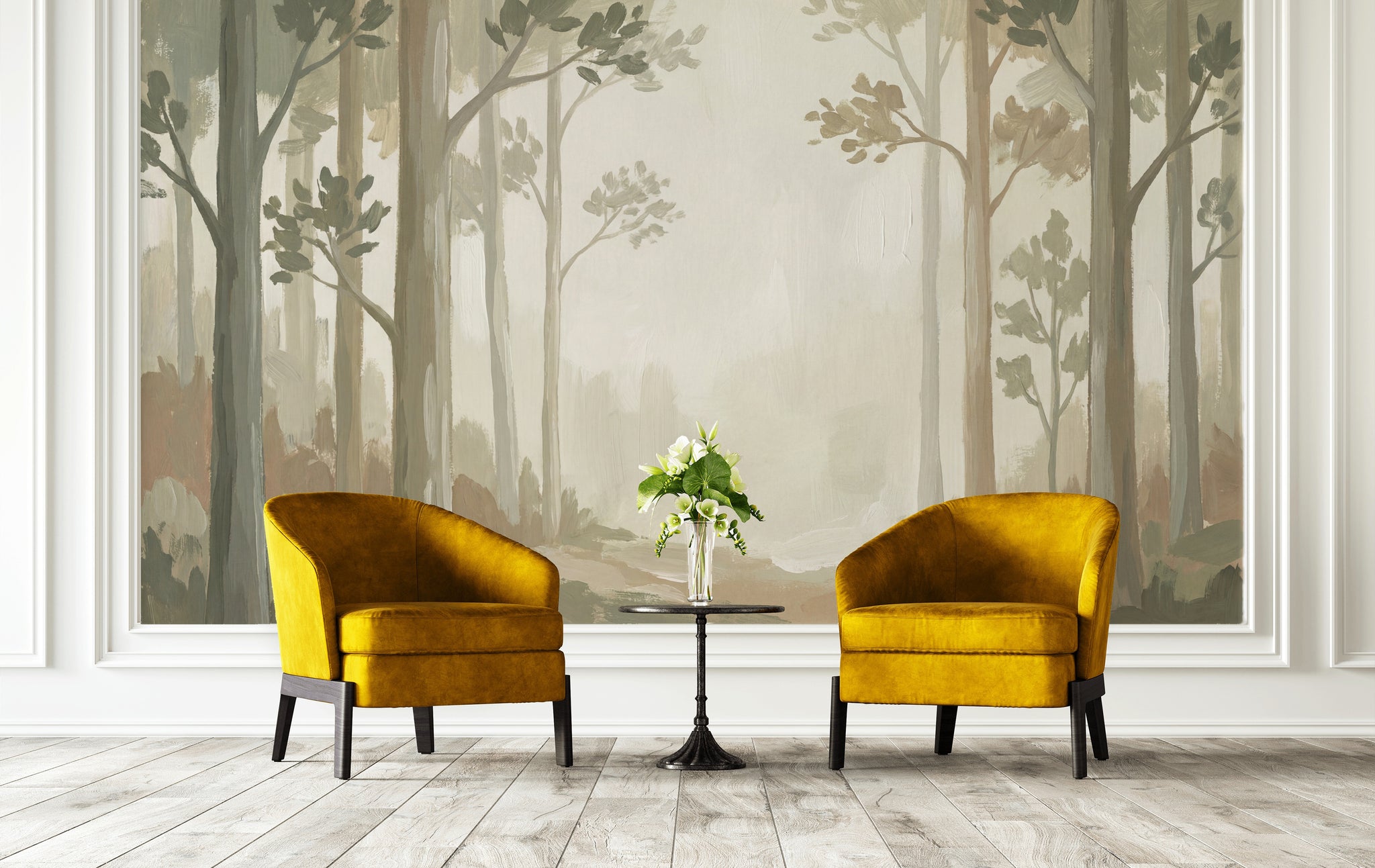 Misty Wallpaper Forest Woodland Wall Mural