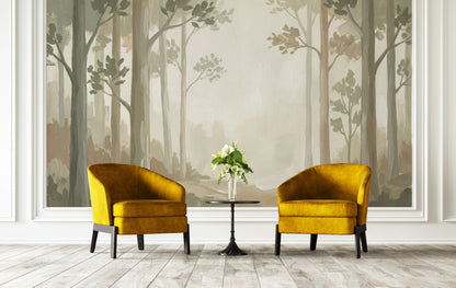 Misty Wallpaper Forest Woodland Wall Mural