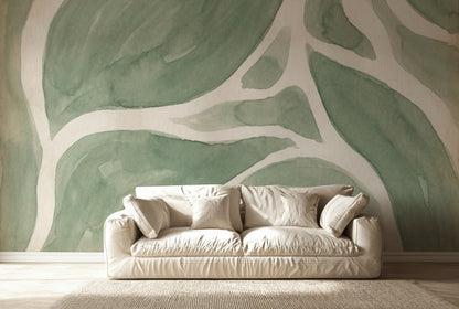 Muted Green Wallpaper Abstract Nature Wall Mural